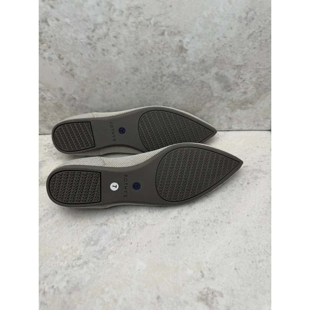 Rothy's The Point Flats Women's Size 7 Knit Cloud Gray V Shaped Slip-on Shoes